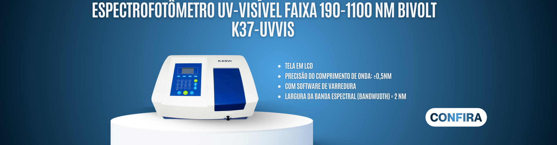 Espectrofotômetro UV-Visível Faixa 190-1100 Nm Bivolt K37-UVVIS Kasvi