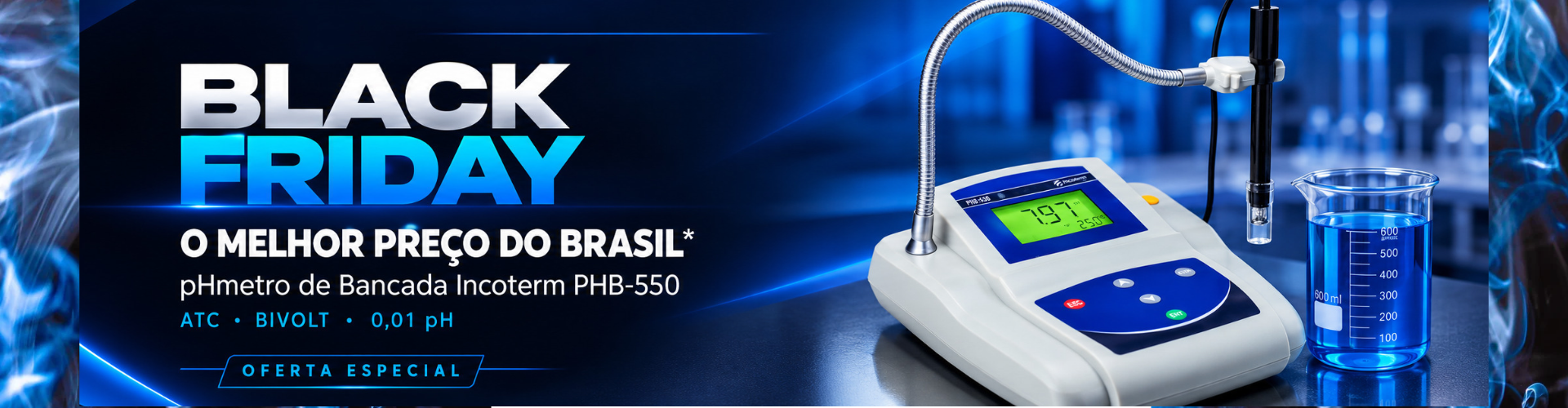 Phmetro De Bancada Faixa Ph 0-14,00 Com ATC Bivolt Incoterm