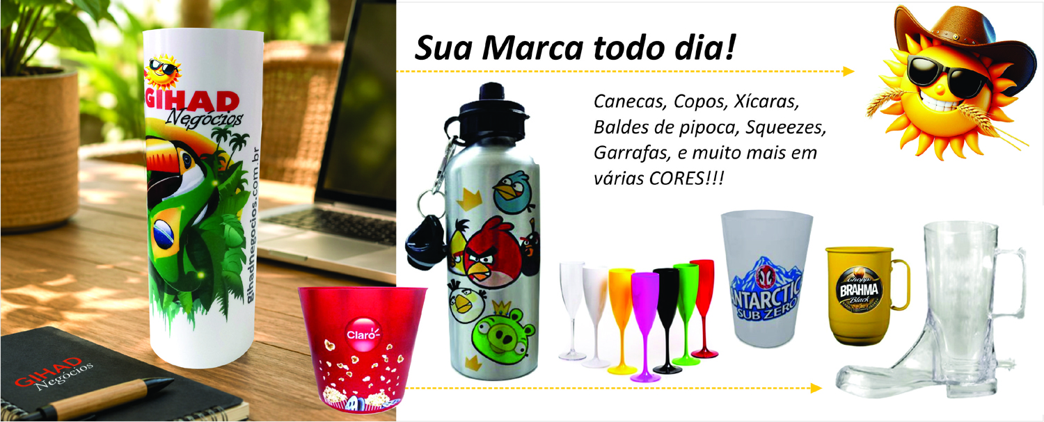 Copos Canecas Garrafas Squeezes Baldes Térmicas