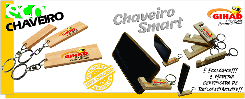 ECO CHAVEIRO DE MADEIRA ECOLÓGICA SMART