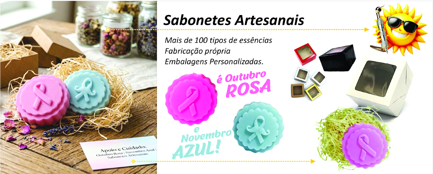 Sabonetes Artesanais Outubro Rosa Novembro Azul