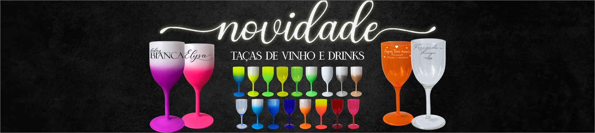 Banner taça de vinho e drink