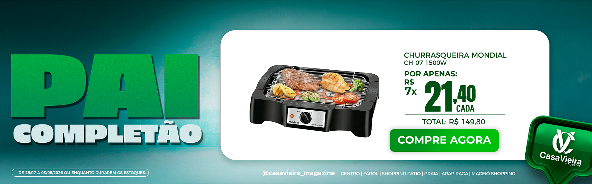 Churrasqueira Mondial Preta 1500W