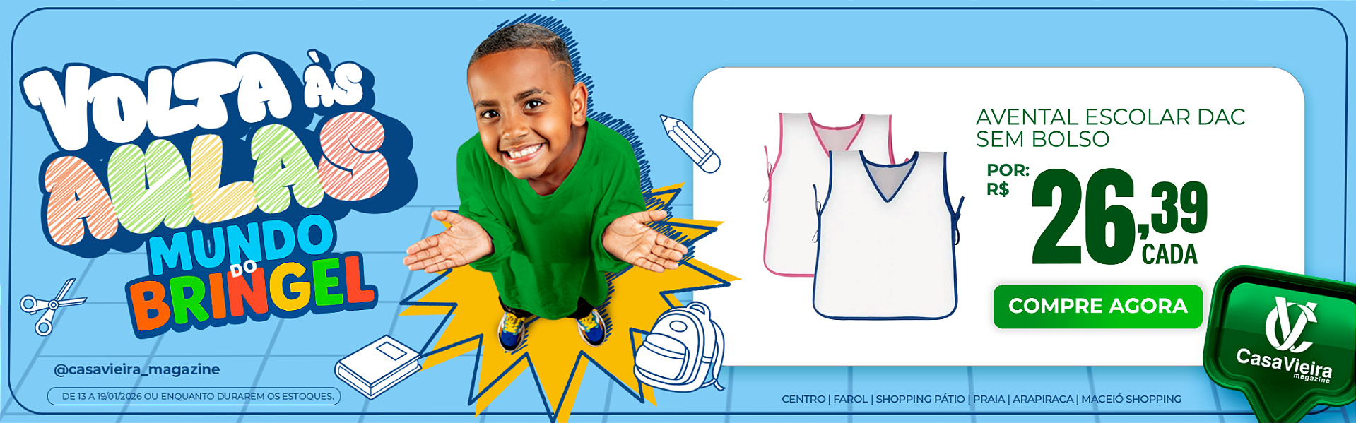 Avental Escolar Dac Sem Bolso