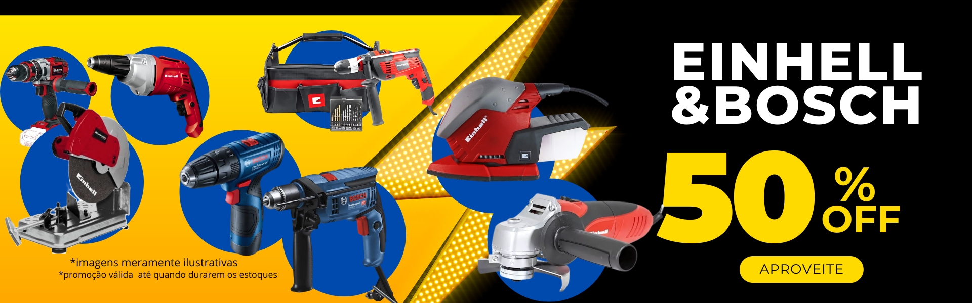 banner de ferramentas einhell e bosch