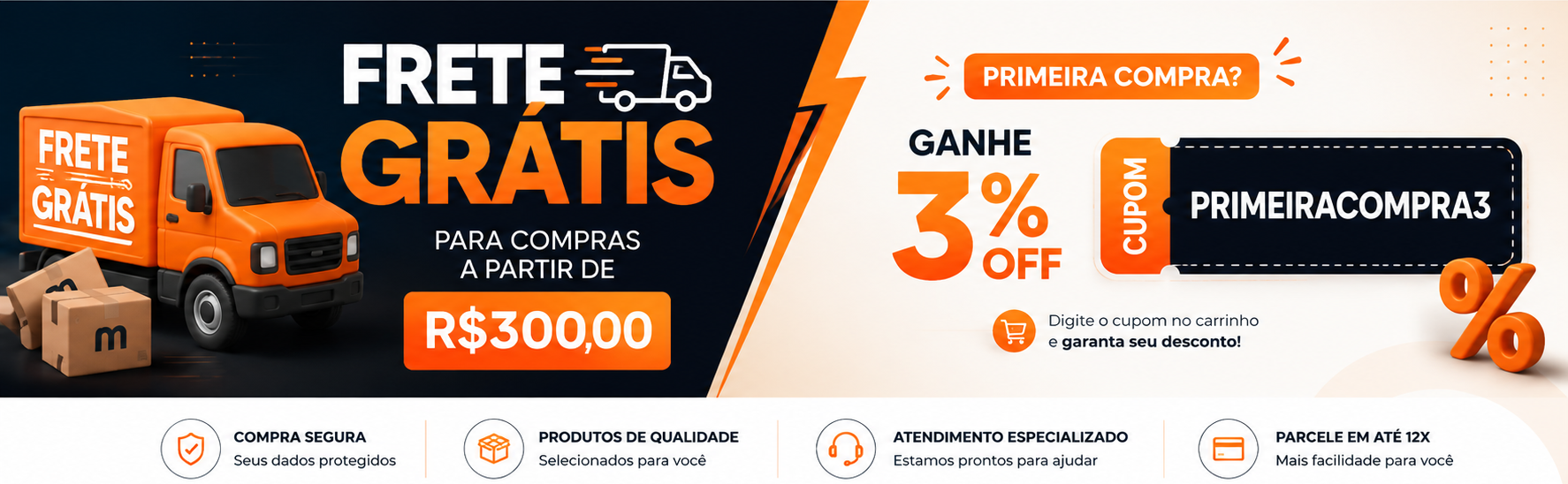 Banner Frete gratis e primeira compra
