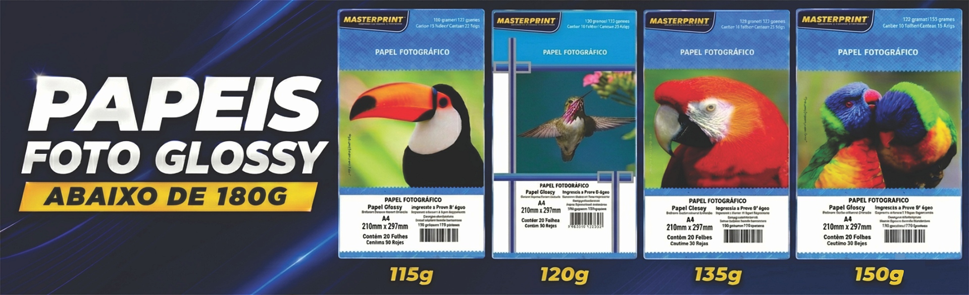 FOTO GLOSSY ABAIXO DE 180G