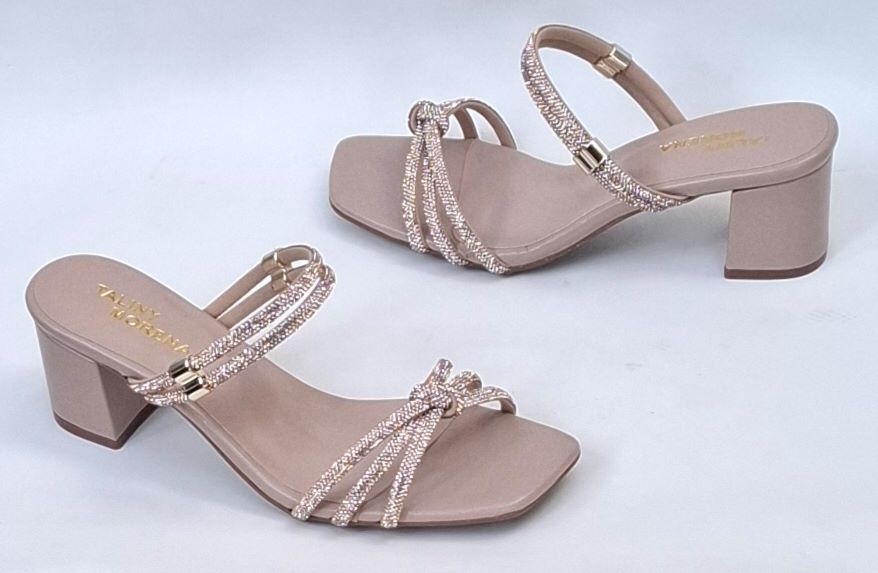 TAMANCO / SANDÁLIA Stras com couro nude