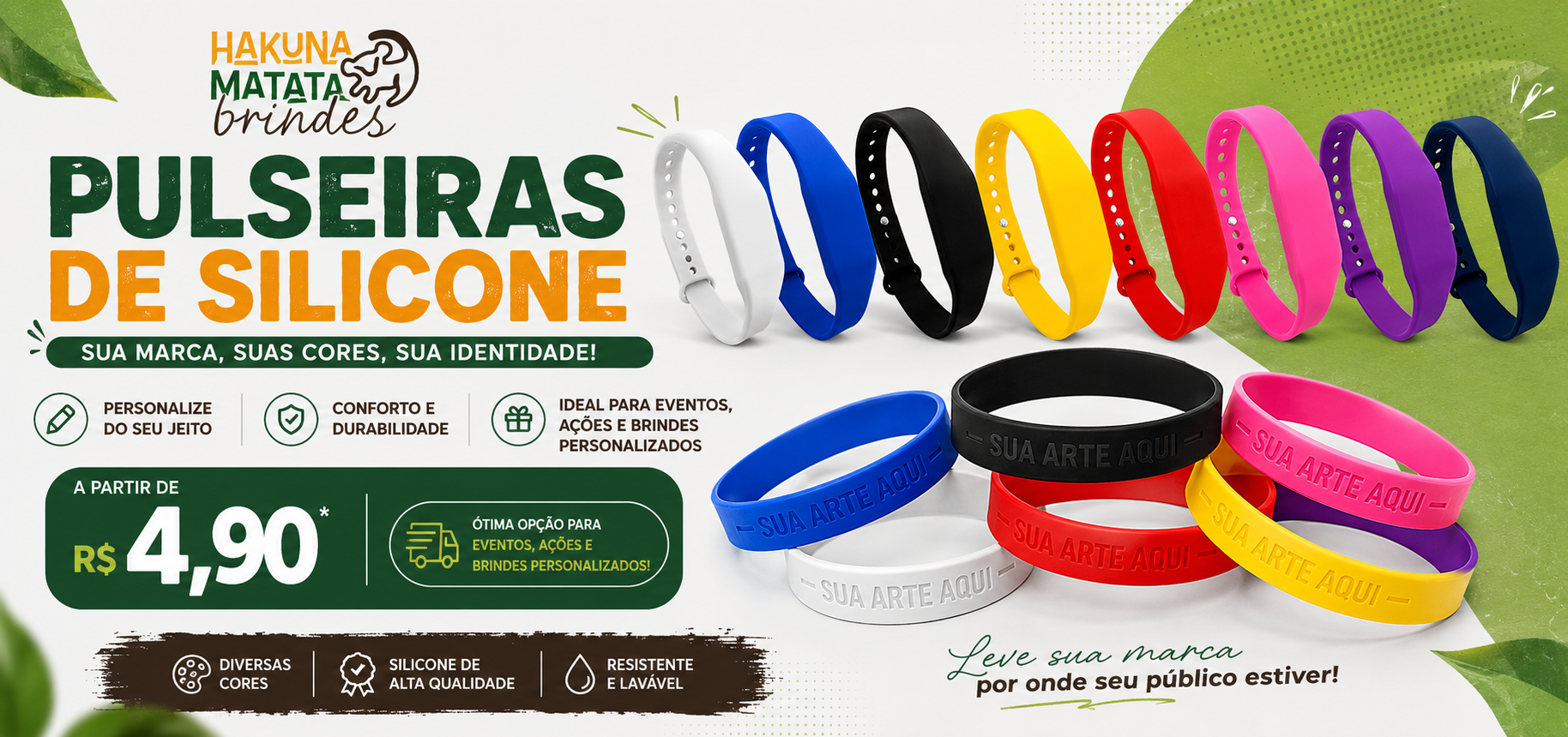 Pulseira de Silicone Personalizada