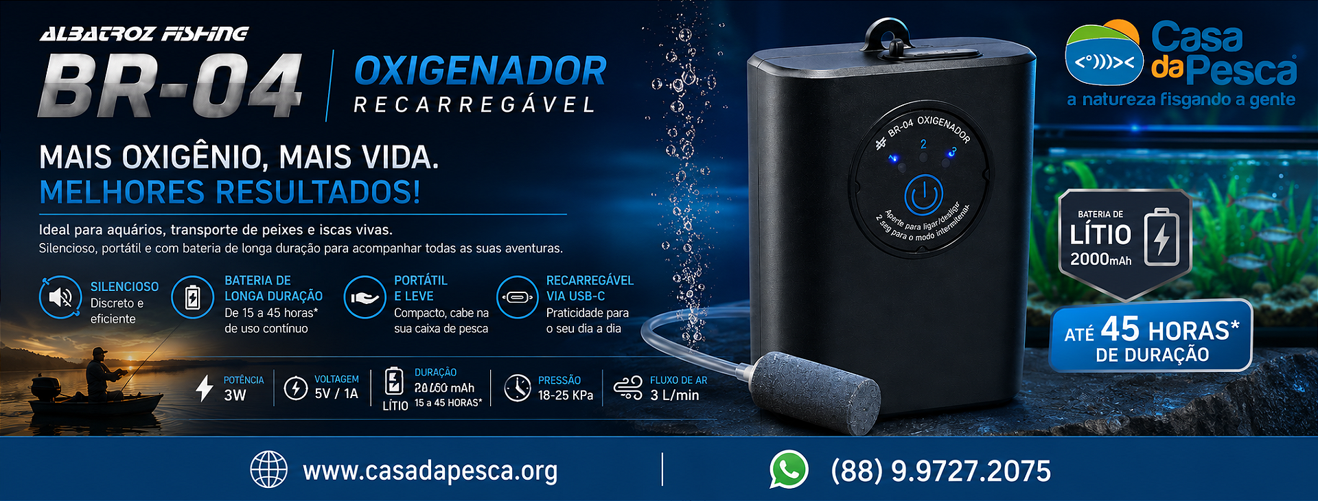 OXIGENADOR BR-04 RECARREGÁVEL - ALBATROZ