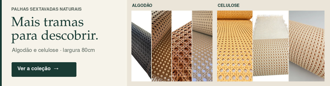 Palhas sextavadas naturais | 80cm | Algodão e Celulose