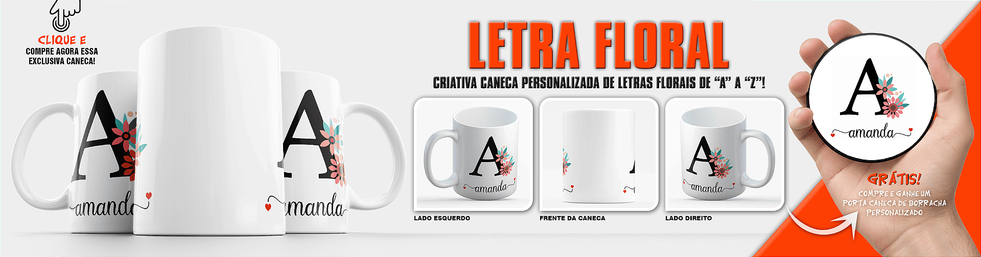 CANECA - LETRA FLORAL 1