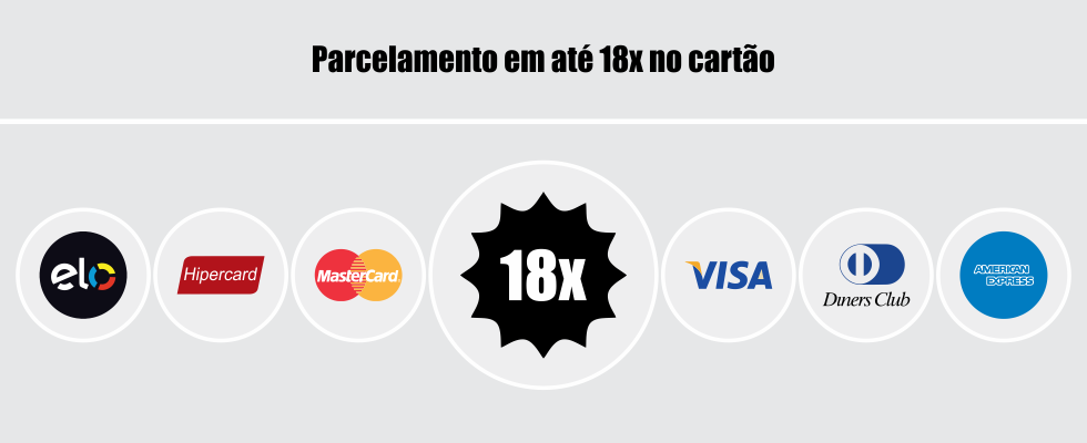 Parcelamento em até 18x no cartão
