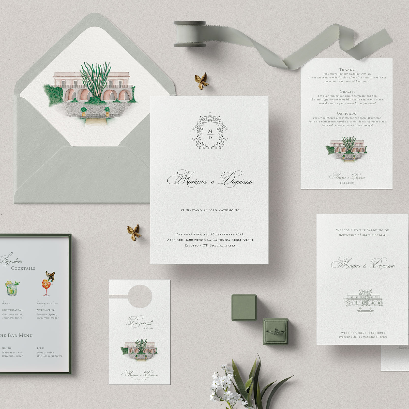 Identidade visual casamento - aquarela italia mobile