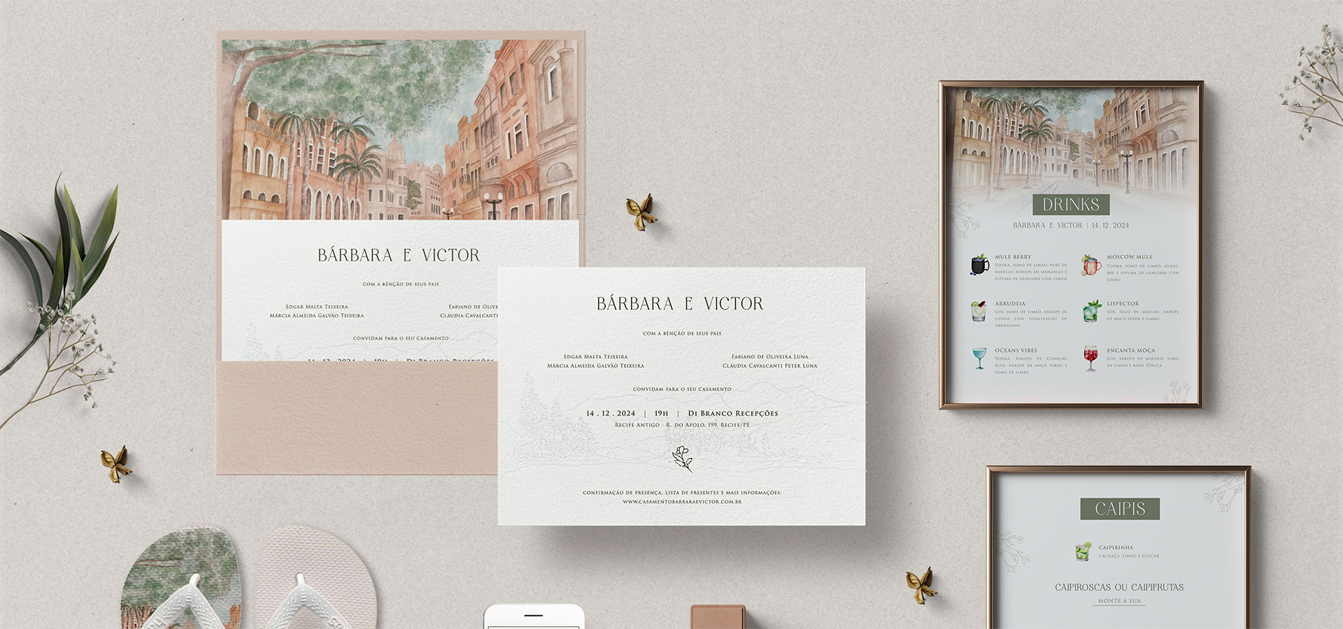 Identidade visual casamento - aquarela local