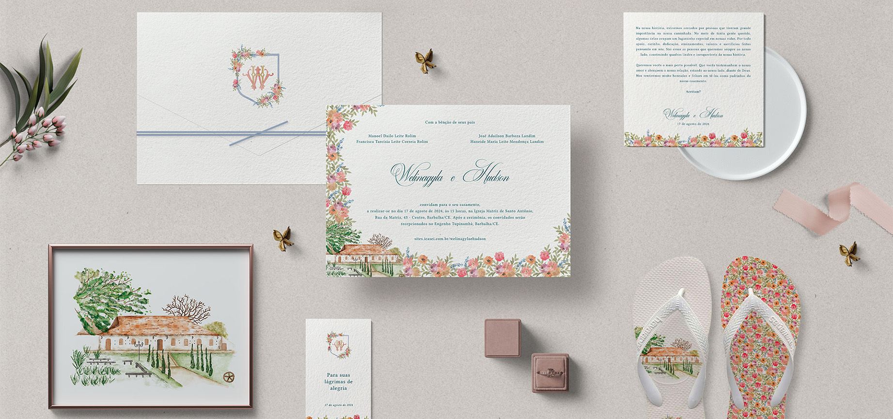 Identidade visual casamento - floral estampa