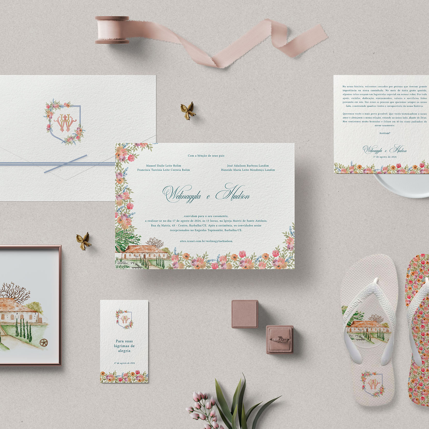 Identidade visual casamento - floral estampa mobile