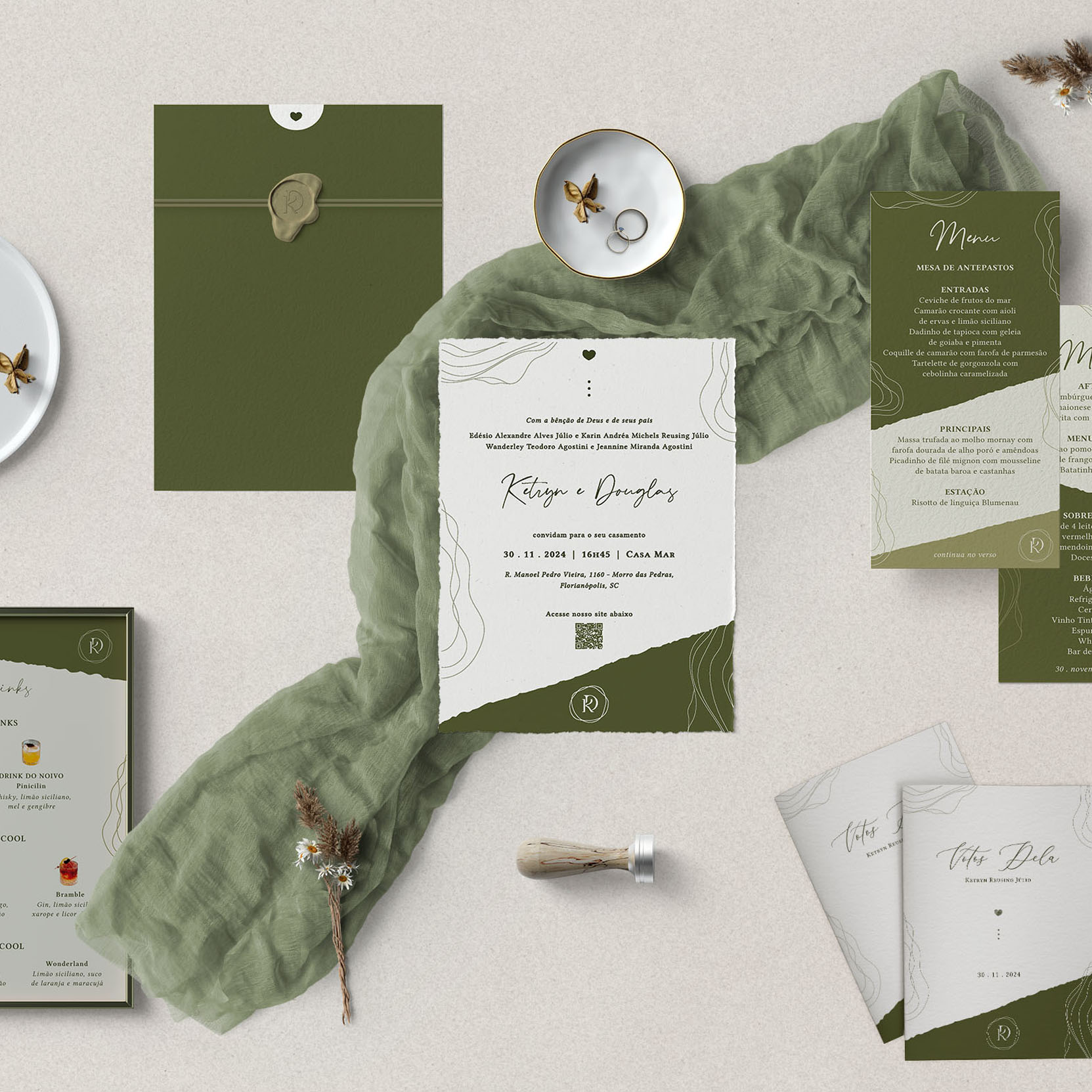 Identidade visual casamento - moderno minimalista mobile