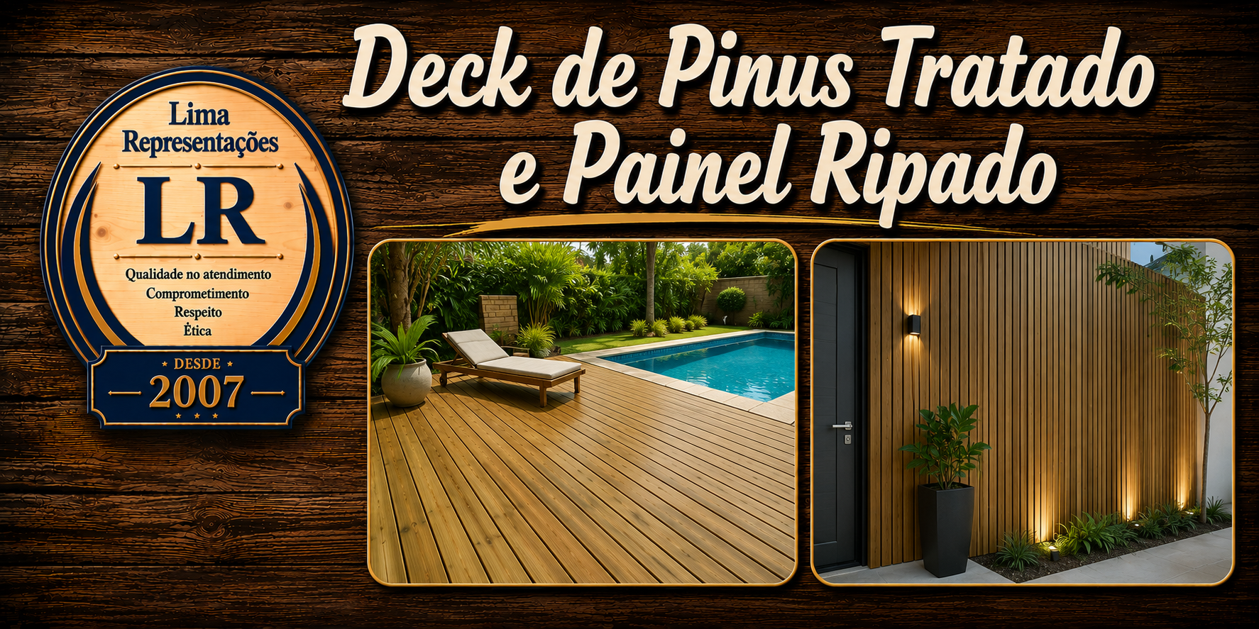 Deck e Painel Ripado em Pinus Tratado