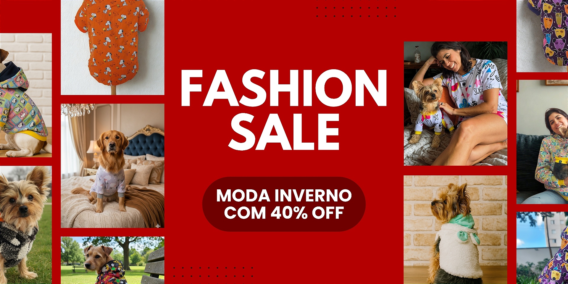 roupa pet promoção 40% off