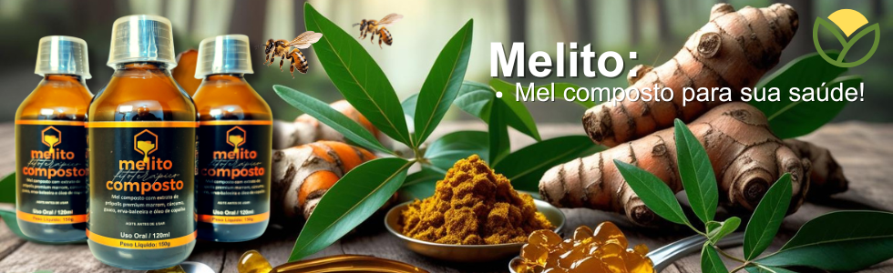 Melito Composto (Mel com Própolis Premium, Cúrcuma, Guaco, Erva-Baleeira e Copaíba) 120ml
