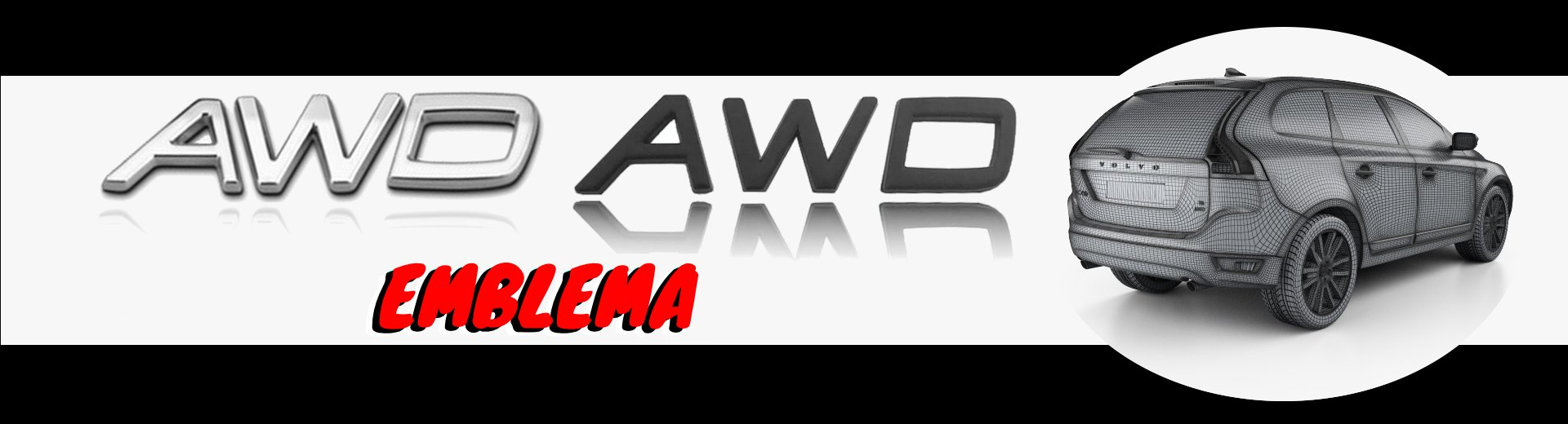 EMBLEMA AWD PRETO CROMADO