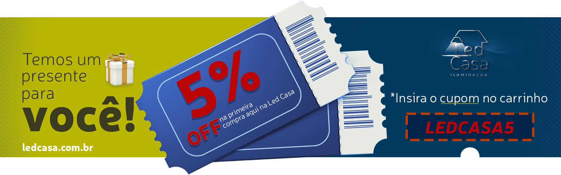 Bem-vindo à Led Casa - Cupom de desconto 5% OFF