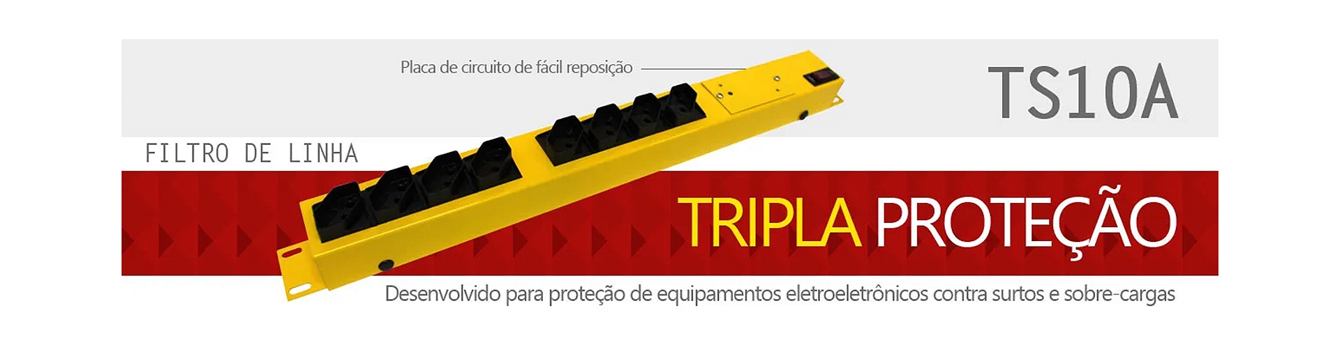 Filtro de Linha Tripla Segurança Multi-proteção e Surtos TS10A 8 Tomadas