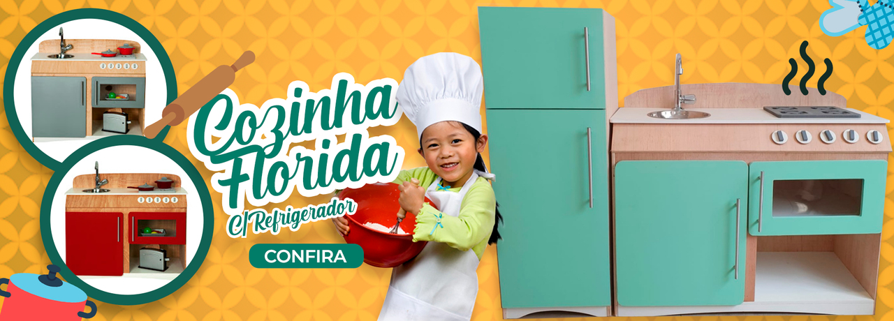 COZINHA INFANTIL FLÓRIDA COM REFRIGERADOR FASHION TOYS