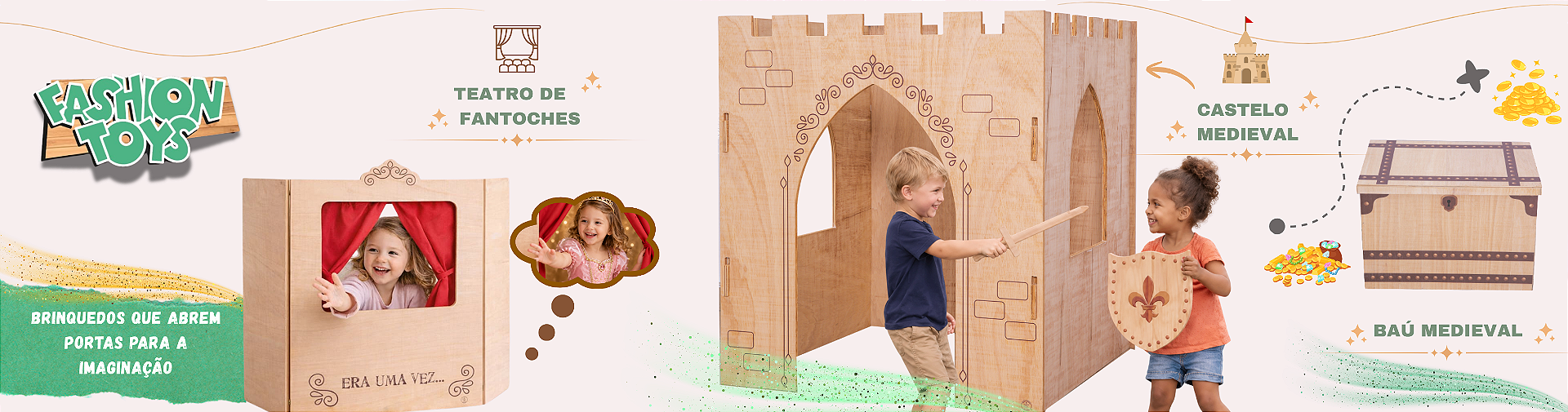BANNER CASTELO E BAÚ MEDIEVAL FASHION TOYS