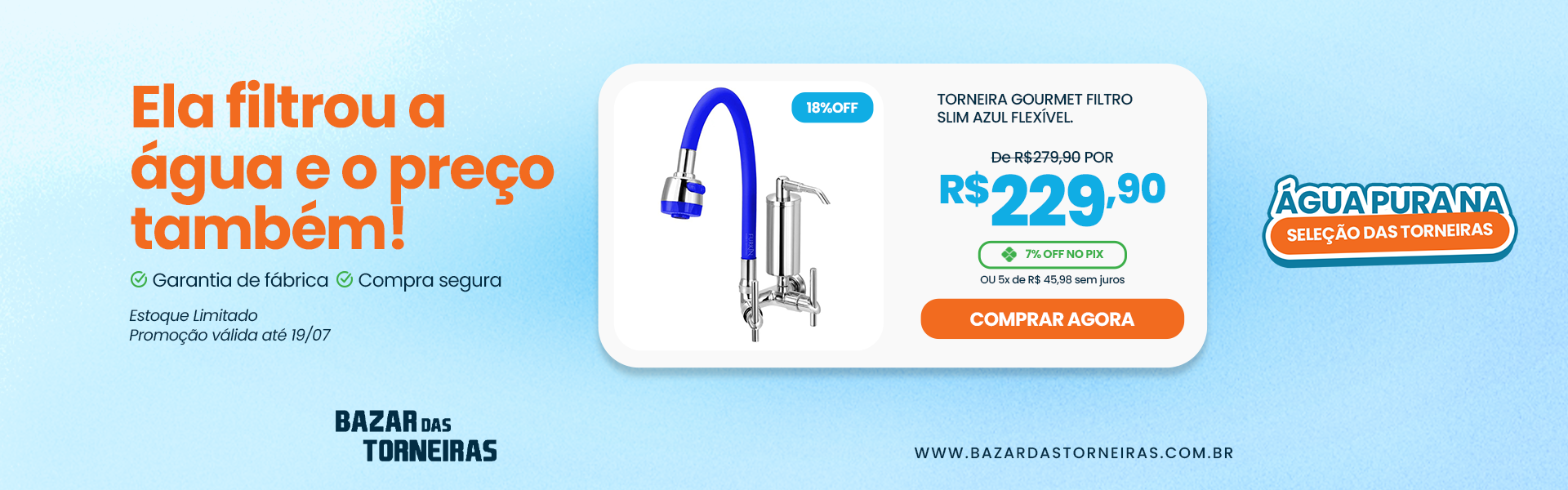 Filtrou água e preço