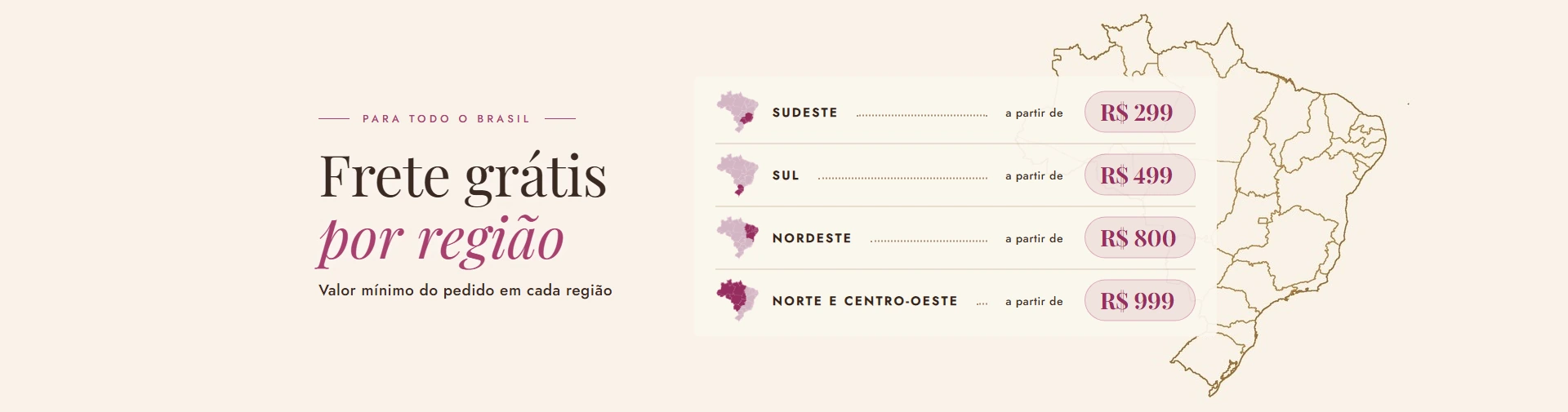 Frete grátis por região
