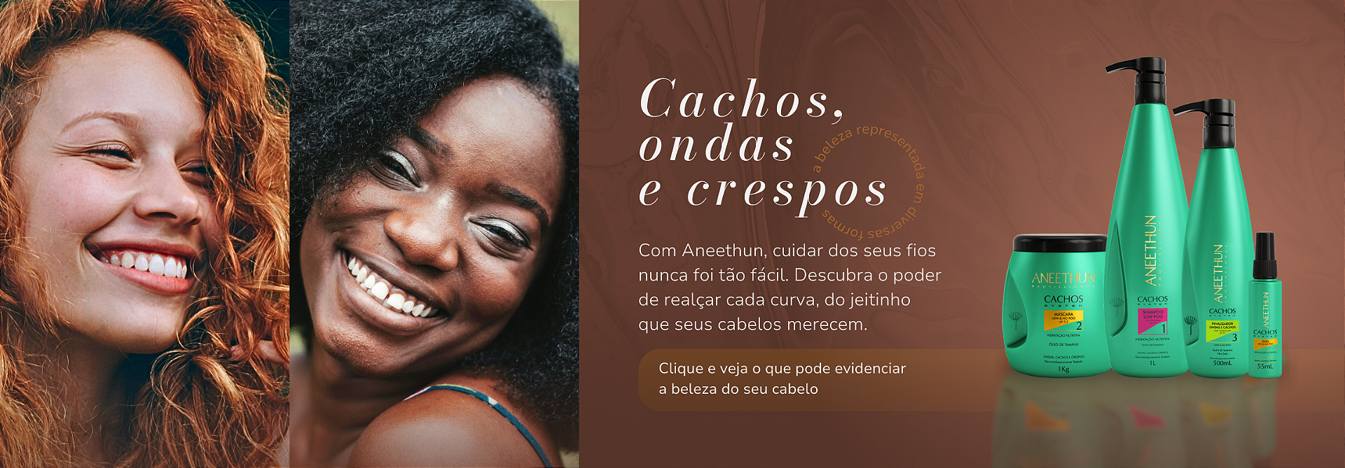 Cachos, ondas e crespos clique