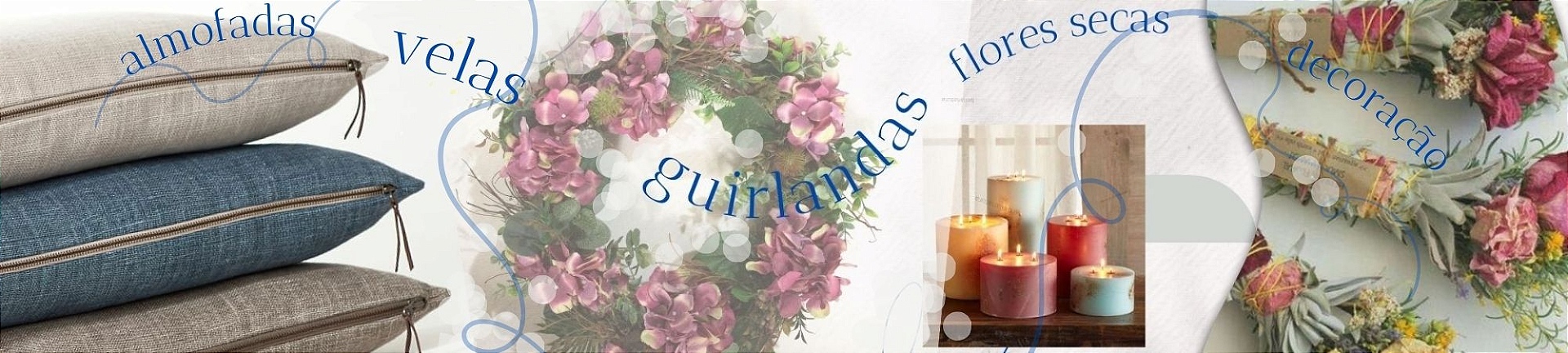 almofadas velas arranjos guirlandas