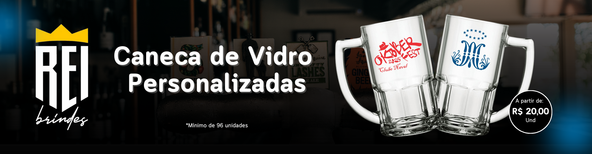 CANECA DE VIDRO PARA CHOPP PERSONALIZADA