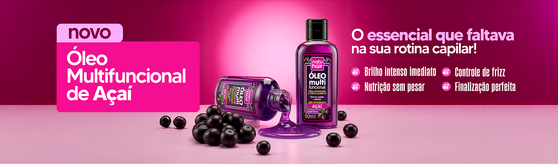 Banner lançamento Óleo de Açai