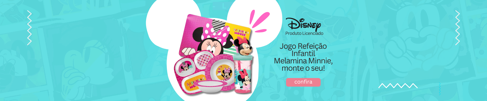 Conjunto Refeição Infantil Melamina Minnie 4 Peças