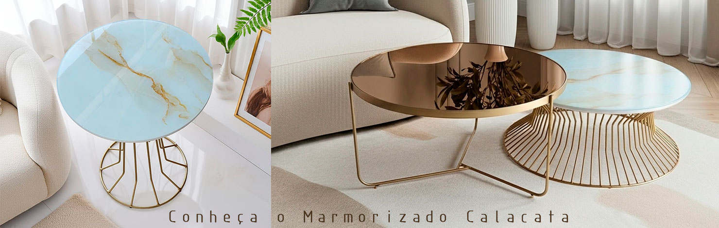 Marmorizado Calacata - Mesa Lateral e de Centro