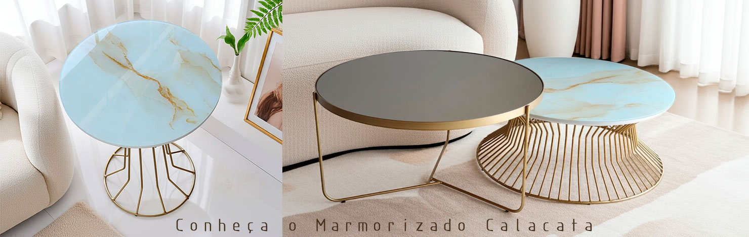 Marmorizado Calacata - Mesa Lateral e de Centro @desktop