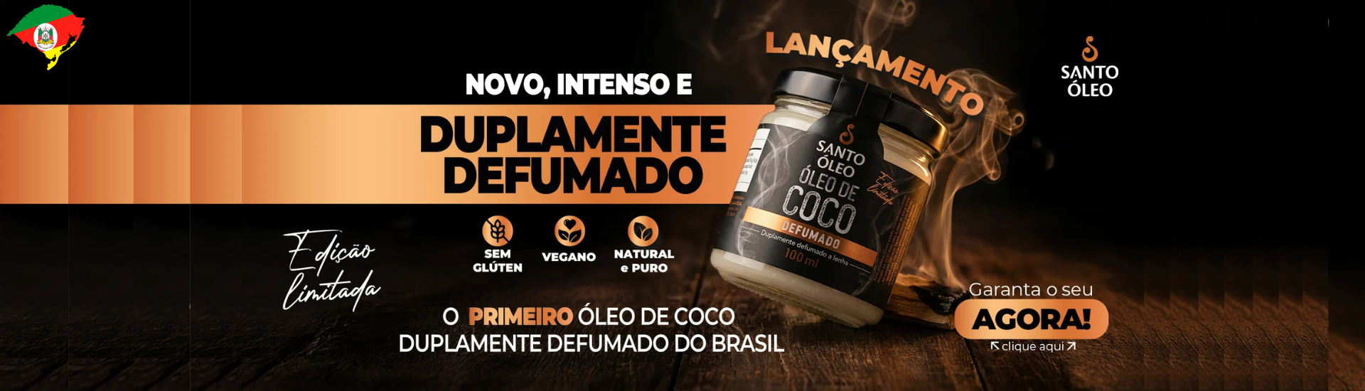 OLEO DE COCO DEFUMADO A LENHA VIDRO 100ML SANTO OLEO