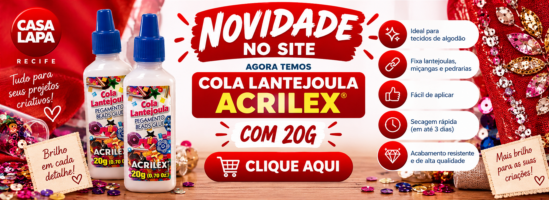 BANNER COLA DE LANTEJOULA