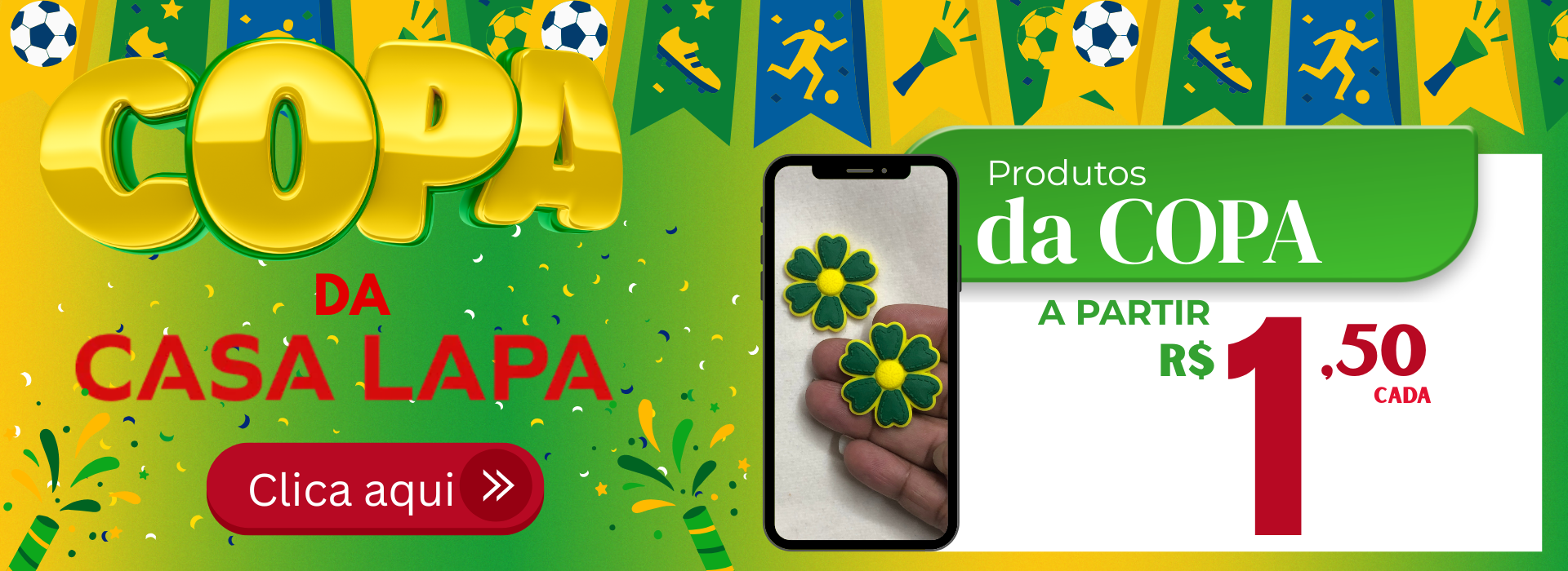 Banner com produtos da Copa