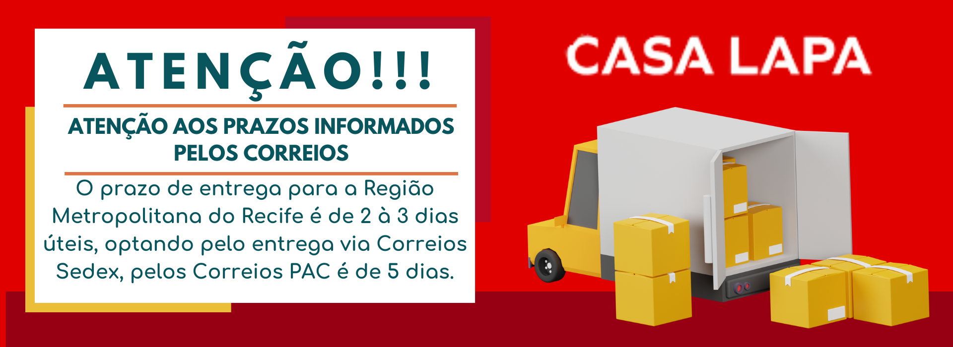 Banner informativo dos Correios