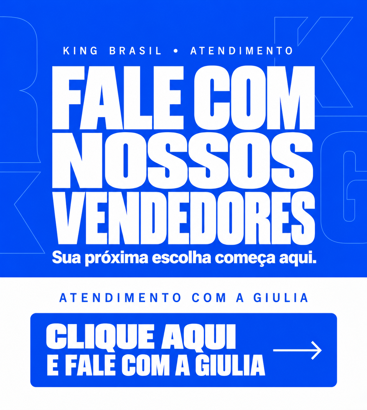 Banner de atendimento KING Brasil - Mobile