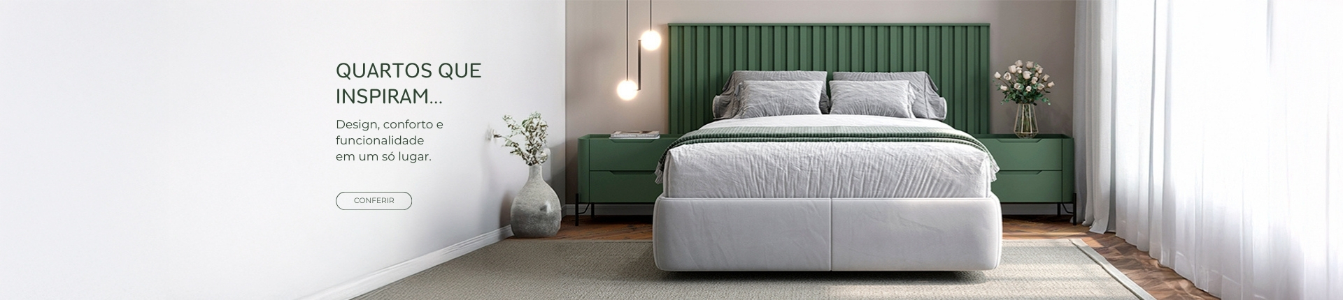 Lançamentos de móveis para quarto – cama de casal com mesa de cabeceira