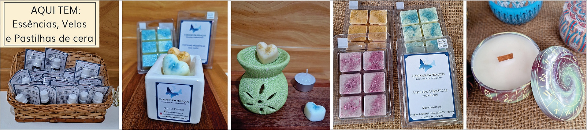 Essencias, velas e wax melts