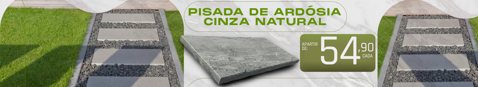 promoção Pisada Para Jardim de Ardósia Cinza Natural 100 x 30cm - Unidade