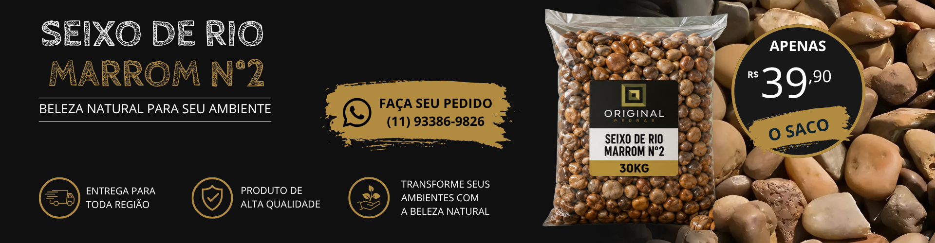 Seixo de Rio Marrom N°2 30kg - Und