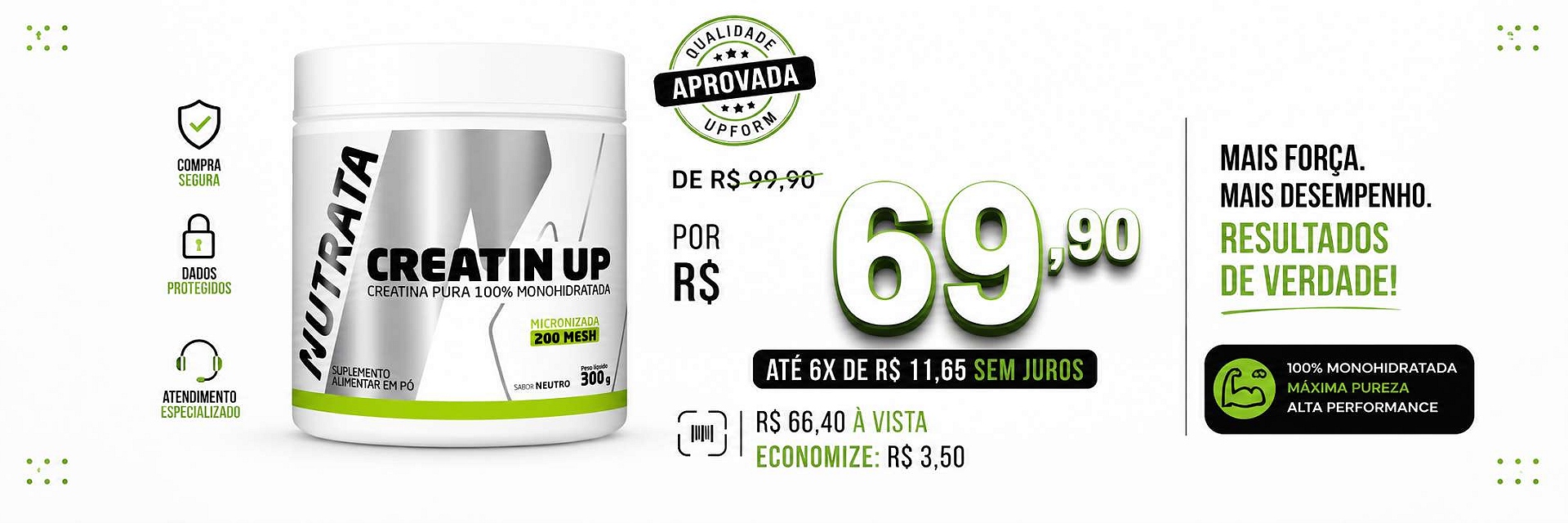 Creatinup Creatina Monohidratada 300g - Nutrata