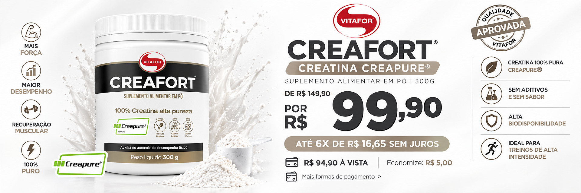 Creatina Creapure Creafort 300g - Vitafor